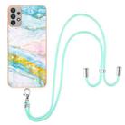For Samsung Galaxy A13 4G Electroplating Marble Pattern TPU Phone Case with Lanyard(Green 004) - 1