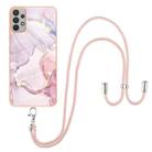 For Samsung Galaxy A13 4G Electroplating Marble Pattern TPU Phone Case with Lanyard(Rose Gold 005) - 1