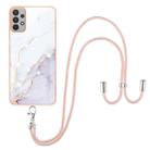 For Samsung Galaxy A13 4G Electroplating Marble Pattern TPU Phone Case with Lanyard(White 006) - 1