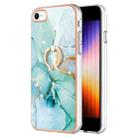 For iPhone SE 2022 / SE 2020 / 8 / 7 Electroplating Marble Pattern TPU Phone Case with Ring(Green 003) - 1