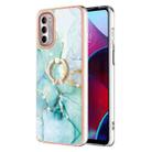 For Motorola Moto G Stylus 2022 Electroplating Marble Pattern TPU Phone Case with Ring(Green 003) - 1