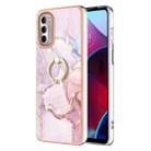 For Motorola Moto G Stylus 2022 Electroplating Marble Pattern TPU Phone Case with Ring(Rose Gold 005) - 1