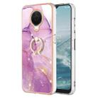 For Nokia G20 / G10 Electroplating Marble Pattern TPU Phone Case with Ring(Purple 001) - 1