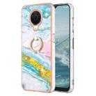 For Nokia G20 / G10 Electroplating Marble Pattern TPU Phone Case with Ring(Green 004) - 1