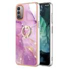 For Nokia G21 / G11 Electroplating Marble Pattern TPU Phone Case with Ring(Purple 001) - 1