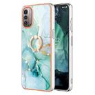 For Nokia G21 / G11 Electroplating Marble Pattern TPU Phone Case with Ring(Green 003) - 1