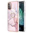 For Nokia G21 / G11 Electroplating Marble Pattern TPU Phone Case with Ring(Rose Gold 005) - 1