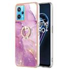 For OPPO Realme 9 Pro 5G Electroplating Marble Pattern TPU Phone Case with Ring(Purple 001) - 1