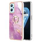 For OPPO Realme 9i / A36 / A96 4G Electroplating Marble Pattern TPU Phone Case with Ring(Purple 001) - 1