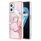 For OPPO Realme 9i / A36 / A96 4G Electroplating Marble Pattern TPU Phone Case with Ring(Rose Gold 005) - 1