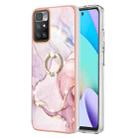 For Xiaomi Redmi 10 Electroplating Marble Pattern TPU Phone Case with Ring(Rose Gold 005) - 1