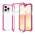 For iPhone 14 Pro Acrylic Four Corners Shockproof Phone Case (Transparent Rose Red) - 1
