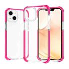 For iPhone 14 Plus Acrylic Four Corners Shockproof Phone Case  (Transparent Rose Red) - 1