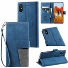 For Xiaomi Redmi 9A Splicing Leather Phone Case(Blue) - 1