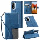 For Xiaomi Redmi K40 Splicing Leather Phone Case(Blue) - 1