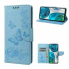 For Motorola Moto G52 Butterfly Embossed Horizontal Flip Leather Phone Case(Blue) - 1