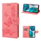 For Motorola Moto G52 Butterfly Embossed Horizontal Flip Leather Phone Case(Pink) - 1