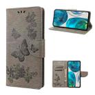 For Motorola Moto G52 Butterfly Embossed Horizontal Flip Leather Phone Case(Grey) - 1