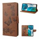 For Motorola Moto G52 Butterfly Embossed Horizontal Flip Leather Phone Case(Brown) - 1