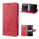 For Sony Xperia 10 IV Butterfly Embossed Horizontal Flip Leather Phone Case(Red) - 1