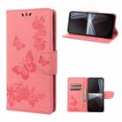 For Sony Xperia 10 IV Butterfly Embossed Horizontal Flip Leather Phone Case(Pink) - 1