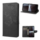 For Sony Xperia 10 IV Butterfly Embossed Horizontal Flip Leather Phone Case(Black) - 1