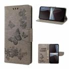 For Sony Xperia 10 IV Butterfly Embossed Horizontal Flip Leather Phone Case(Grey) - 1