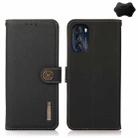 For Motorola Moto G 2022 5G KHAZNEH Custer Genuine Leather RFID Phone Case(Black) - 1