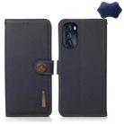 For Motorola Moto G 2022 5G KHAZNEH Custer Genuine Leather RFID Phone Case(Blue) - 1