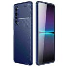 For Sony Xperia 1 IV Carbon Fiber Texture Shockproof TPU Case(Blue) - 1
