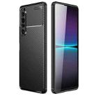 For Sony Xperia 1 IV Carbon Fiber Texture Shockproof TPU Case(Black) - 1