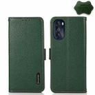 For Motorola Moto G 2022 5G KHAZNEH Side-Magnetic Litchi Genuine Leather RFID Phone Case(Green) - 1