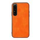 For Sony Xperia 1 IV Accurate Hole Two-color Litchi Texture PU Phone Case(Orange) - 1