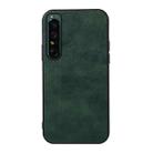 For Sony Xperia 1 IV Accurate Hole Two-color Litchi Texture PU Phone Case(Green) - 1