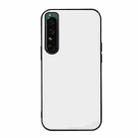 For Sony Xperia 1 IV Accurate Hole Two-color Litchi Texture PU Phone Case(White) - 1