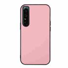For Sony Xperia 1 IV Accurate Hole Two-color Litchi Texture PU Phone Case(Pink) - 1