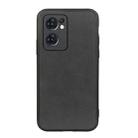 For OPPO Reno7 5G International Accurate Hole Two-color Calf Texture PU Phone Case(Black) - 1