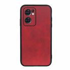 For OPPO Reno7 5G International Accurate Hole Two-color Calf Texture PU Phone Case(Red) - 1