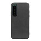 For Sony Xperia 1 IV Accurate Hole Two-color Calf Texture PU Phone Case(Black) - 1