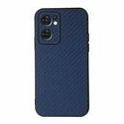 For OPPO Reno7 5G International Accurate Hole Carbon Fiber Texture Shockproof Case(Blue) - 1