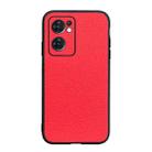 For OPPO Reno7 5G International Accurate Hole Genuine Leather Phone Case(Red) - 1