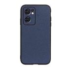 For OPPO Reno7 5G International Accurate Hole Genuine Leather Phone Case(Blue) - 1