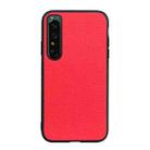 For Sony Xperia 1 IV Accurate Hole Genuine Leather Phone Case(Red) - 1