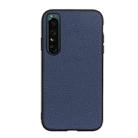 For Sony Xperia 1 IV Accurate Hole Genuine Leather Phone Case(Blue) - 1