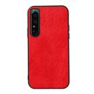 For Sony Xperia 1 IV Accurate Hole Crazy Horse Texture PU Phone Case(Red) - 1