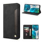 For Motorola Moto G52 Skin Feel Splicing Leather Phone Case(Black) - 1