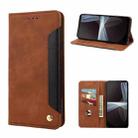 For Sony Xperia 10 IV Skin Feel Splicing Leather Phone Case(Brown) - 1