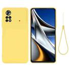 For Xiaomi Poco X4 Pro 5G Global Pure Color Liquid Silicone Shockproof Phone Case(Yellow) - 1