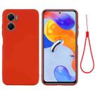 Pure Color Liquid Silicone Shockproof Phone Case for Xiaomi Redmi Note 11E China / Redmi 10 5G Global / Redmi 11 Prime 5G(Red) - 1