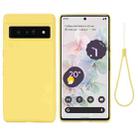 For Google Pixel 7 Pro Pure Color Liquid Silicone Shockproof Phone Case(Yellow) - 1